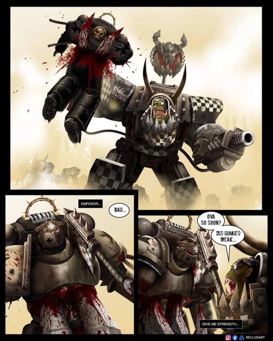 워해머 오크와 동귀어진 하는 스페이스 마린 만화.comic_10.webp
