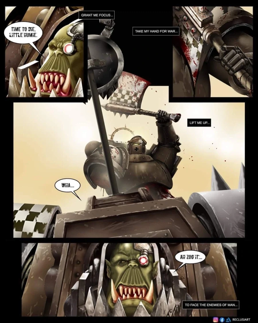 워해머 오크와 동귀어진 하는 스페이스 마린 만화.comic_11.webp