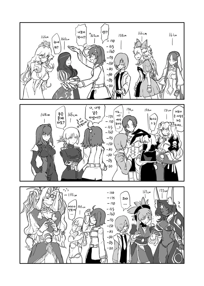 (fate)페그오 여캐들 키 비교하는 만화.manga - 이미지 2