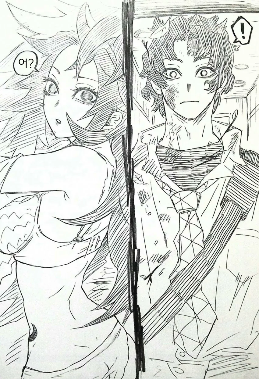 귀멸) 여자가 ㅅㅇ만 입고 있는데 남자가 쳐들어오는 만화.manga - 이미지 2