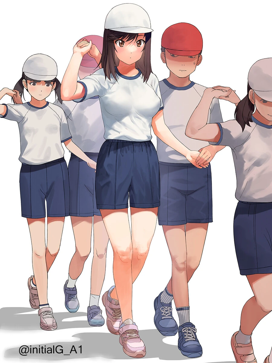 운동회 포크댄스 연습하는 초등학생.manga