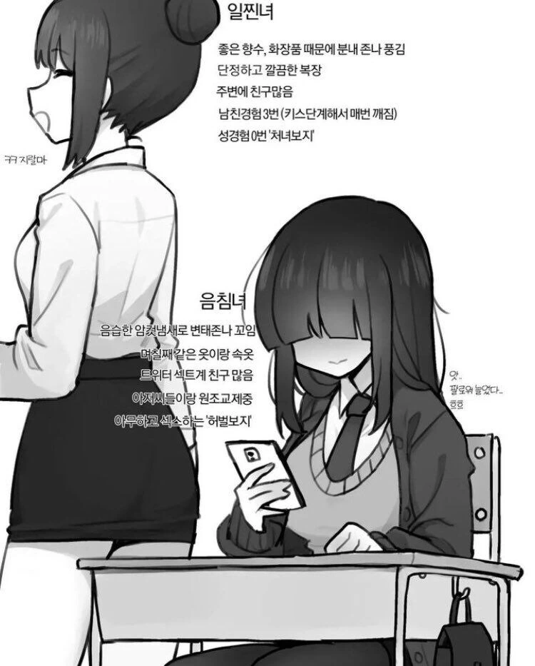 일찐녀와 음침녀의 차이