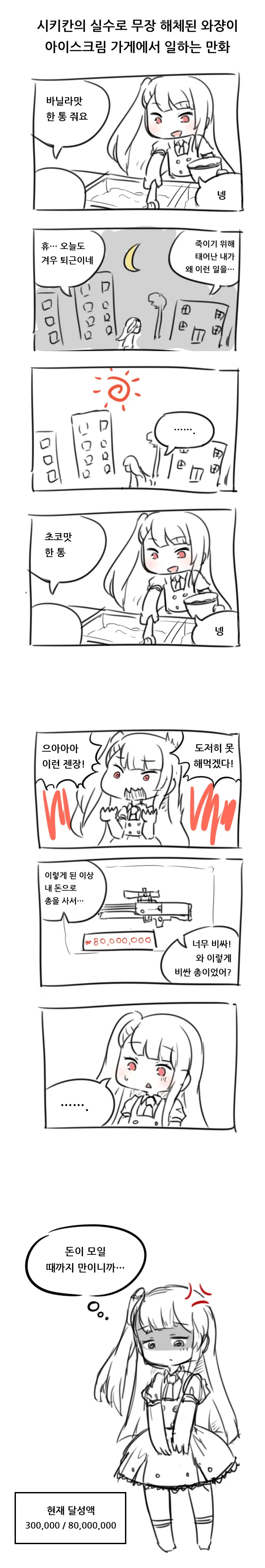 소전)와쟝이 아이스크림 가게에서 일하는 만화