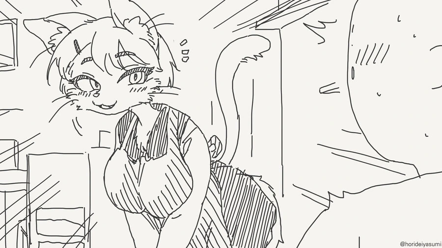 고양이카페에서 고양이 만지는 만화 - 이미지 2
