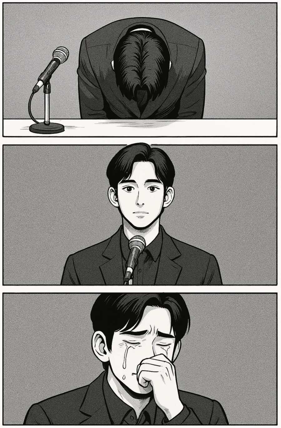 GPT야 방금 기자회견을 만화로 만들어줘.jpg