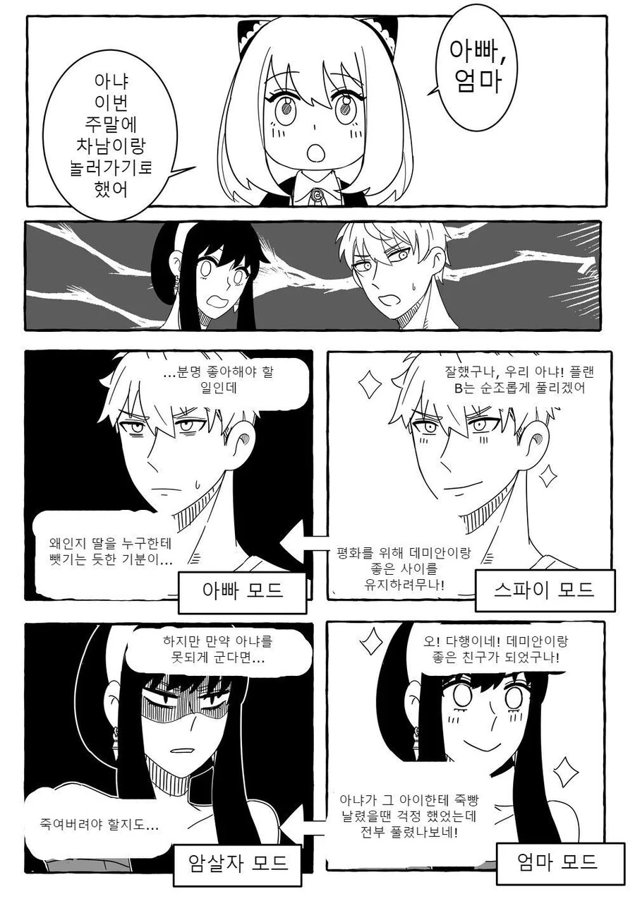 스파이 패밀리)아냐:주말에 데이트하고 올게.