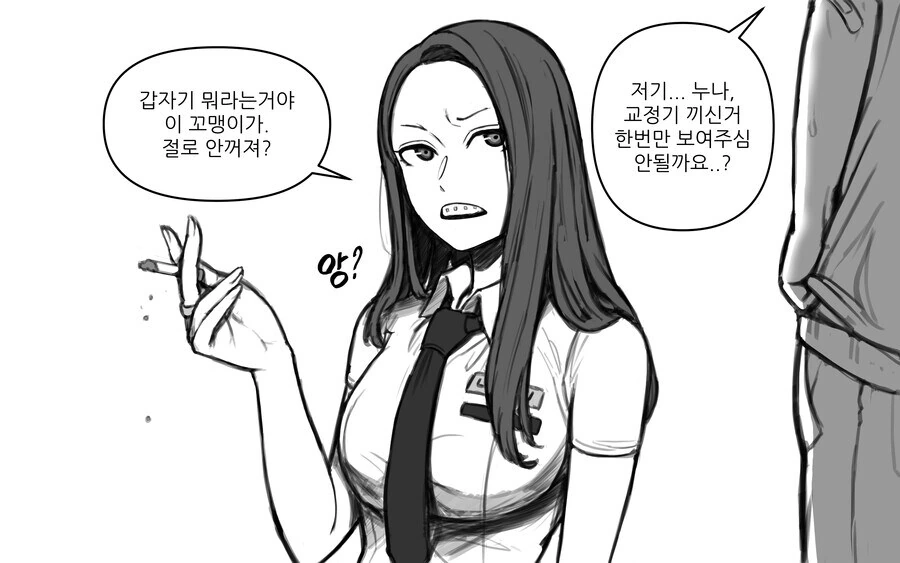 일진누나한테 교정기 보여달라는 만화