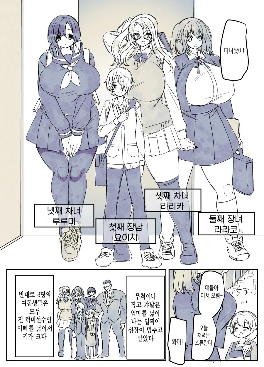 엄마 닮은 장남과 아빠 닮은 딸들.manhwa