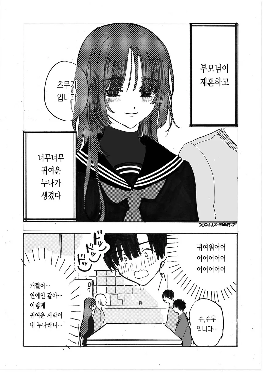 새로 생긴 누나가 너무 큰 걸 달고 있는 만화