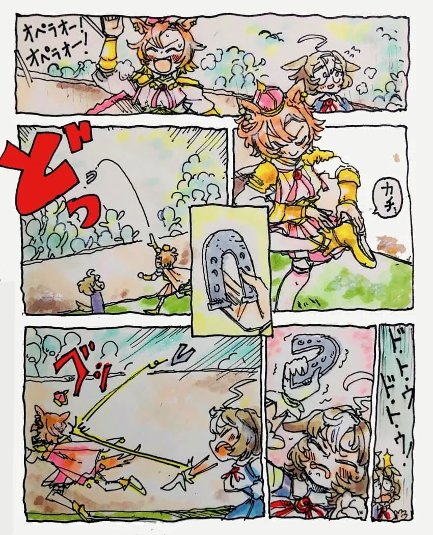 [말딸] 경주 후 떨어진 편자를 던져주는 말딸들