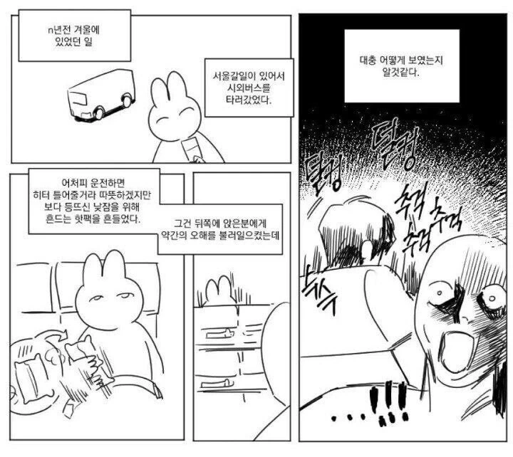 시외버스에서 XX 흔들어서 오해생긴 만화