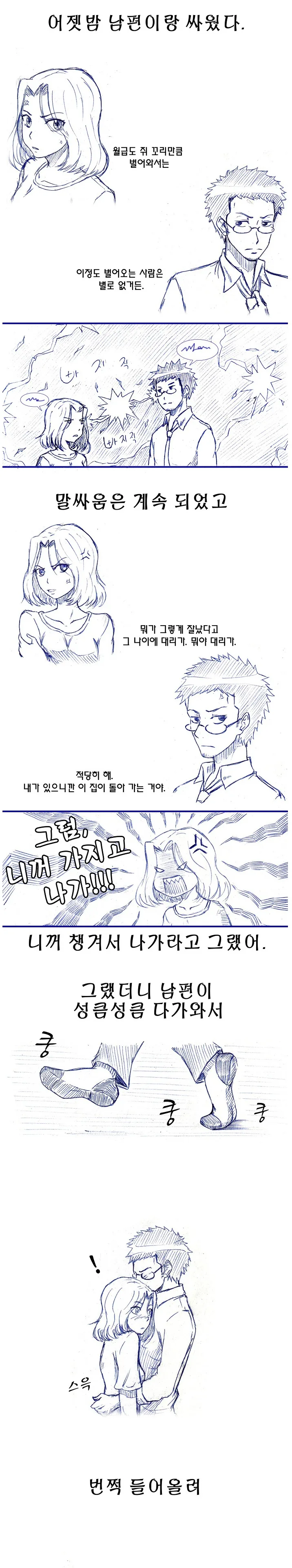 남편과 다투는 만화