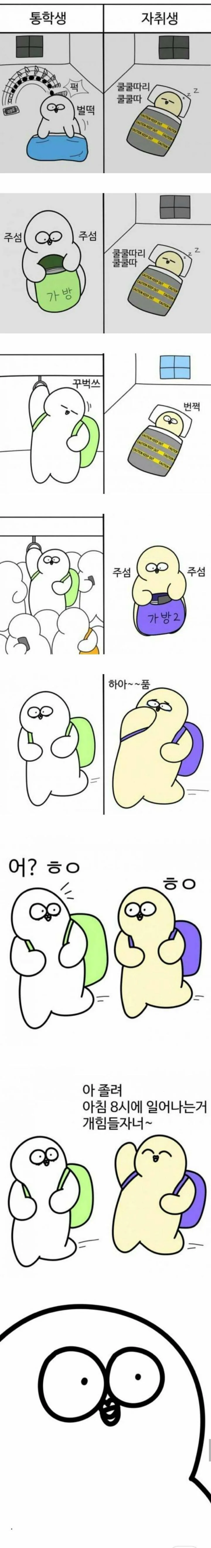 통학생과 자취생의 차이.Manwha