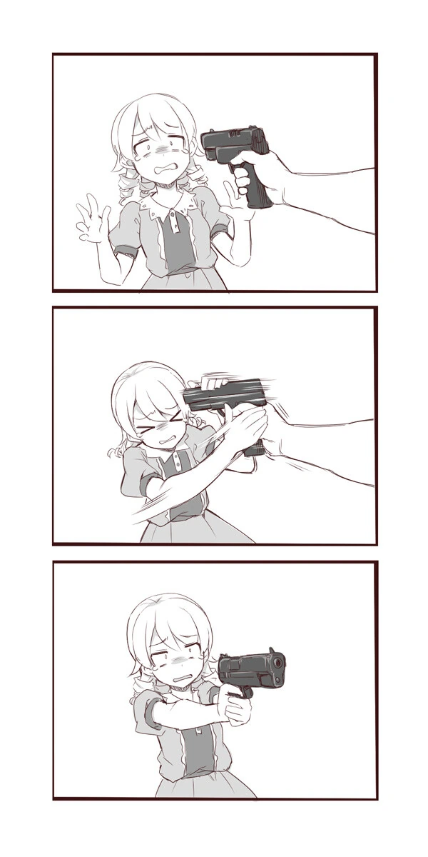 권총으로 협박하는 Manga