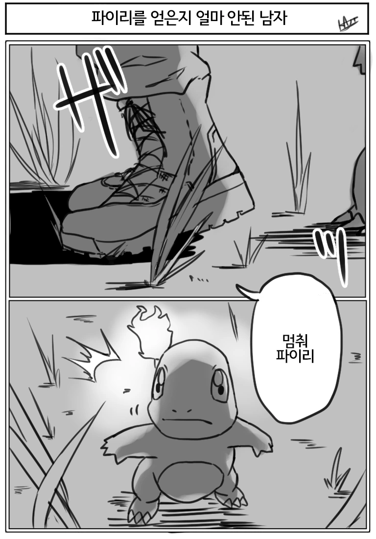 숙련된 전사와 모험을 하는 포켓몬.manga