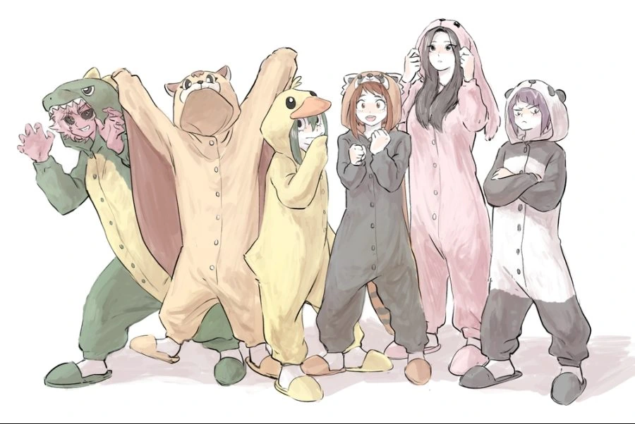 귀여운 여고생들이 동물 잠옷 사는 만화.manga