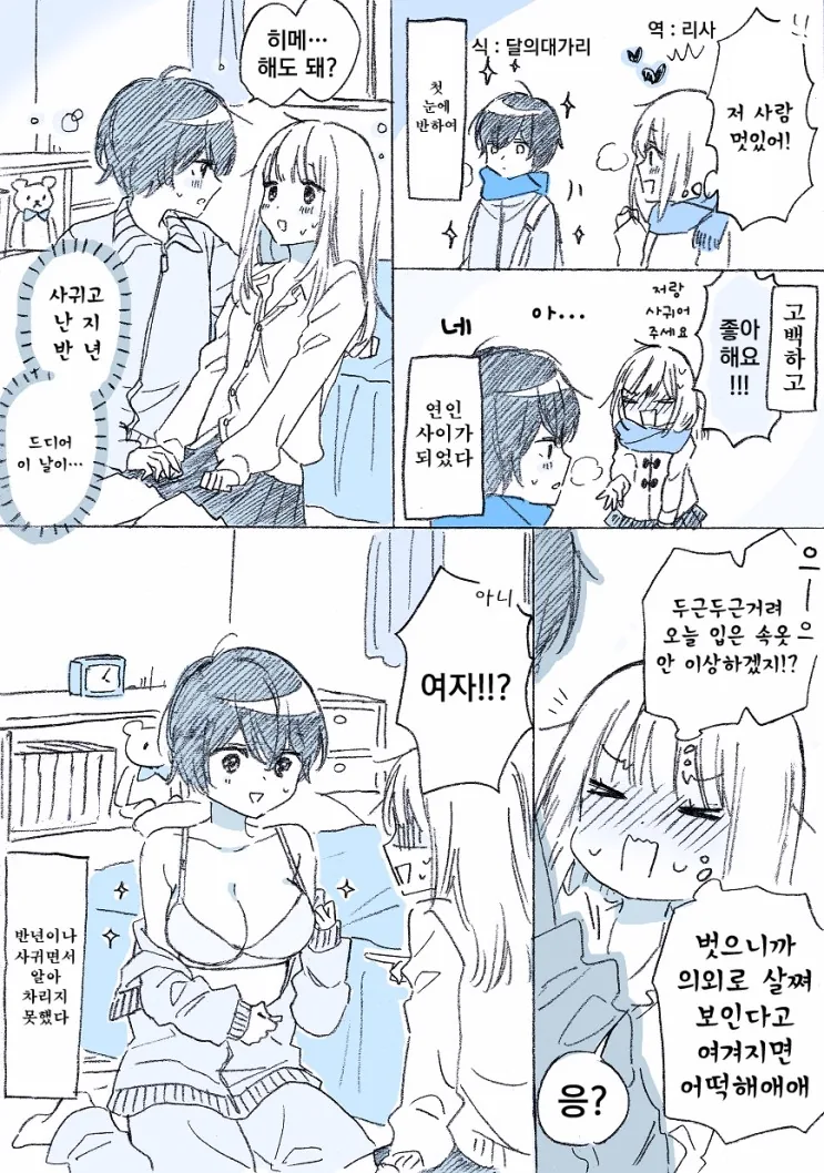 여자친구와 첫경험을 하는 만화