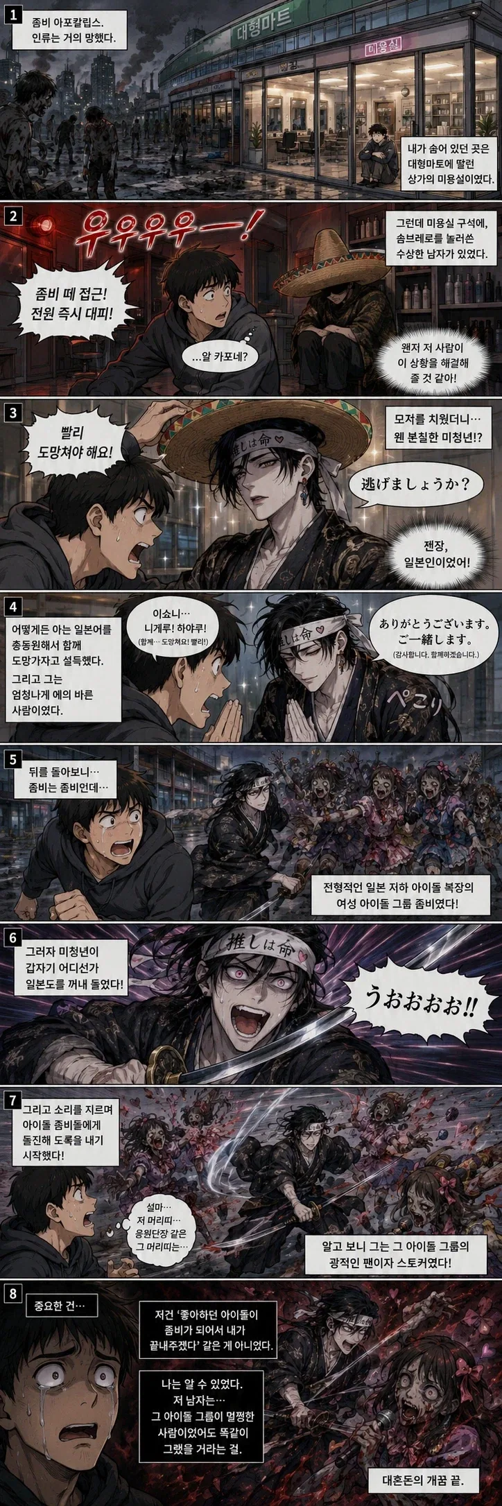 실제로 자다 꾼 꿈을 GPT에게 만화로 그려달라 해봄