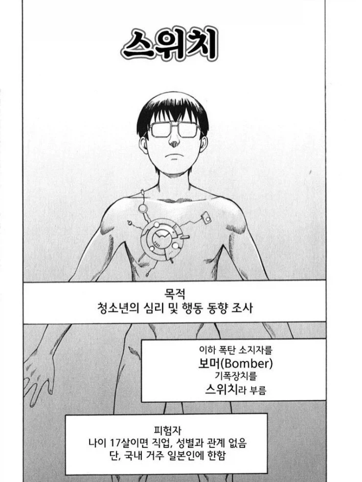 산 채로 몸에 폭탄이 심어진 실험체.manga