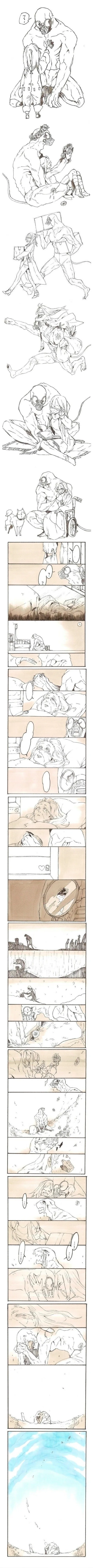 여자아이가 괴물과 함께 늙어가는 만화
