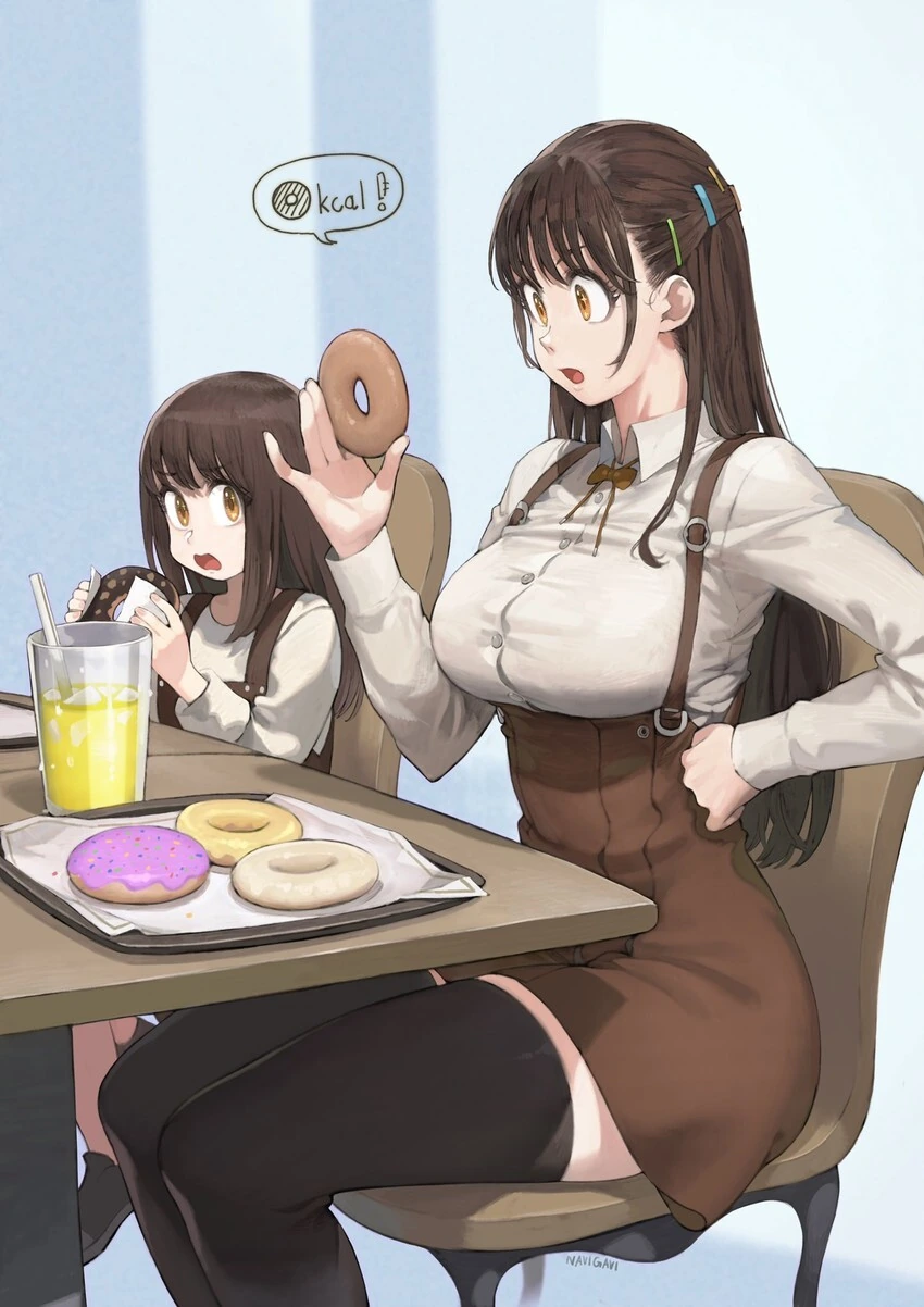 자매가 도넛 먹는 만화