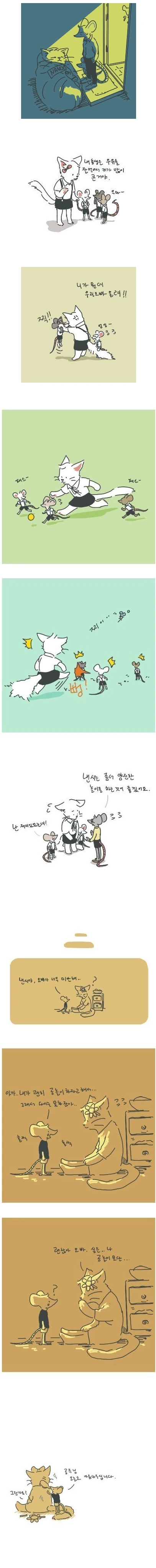 쥐가 냥이 줍는 만화
