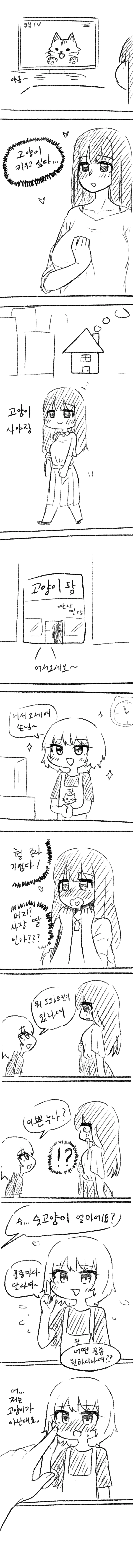 (ㅎㅂ)긴생머리 ㄱㅇ 누님이 아기 수컷고양이 사는 만화 - 이미지 2