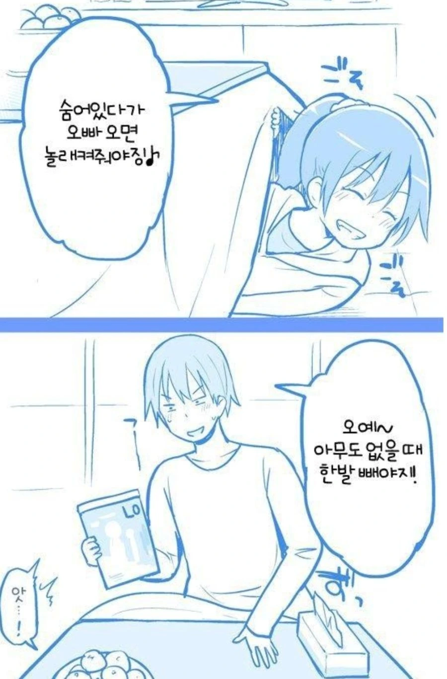 오빠를 놀래켜 줄려는 여동생