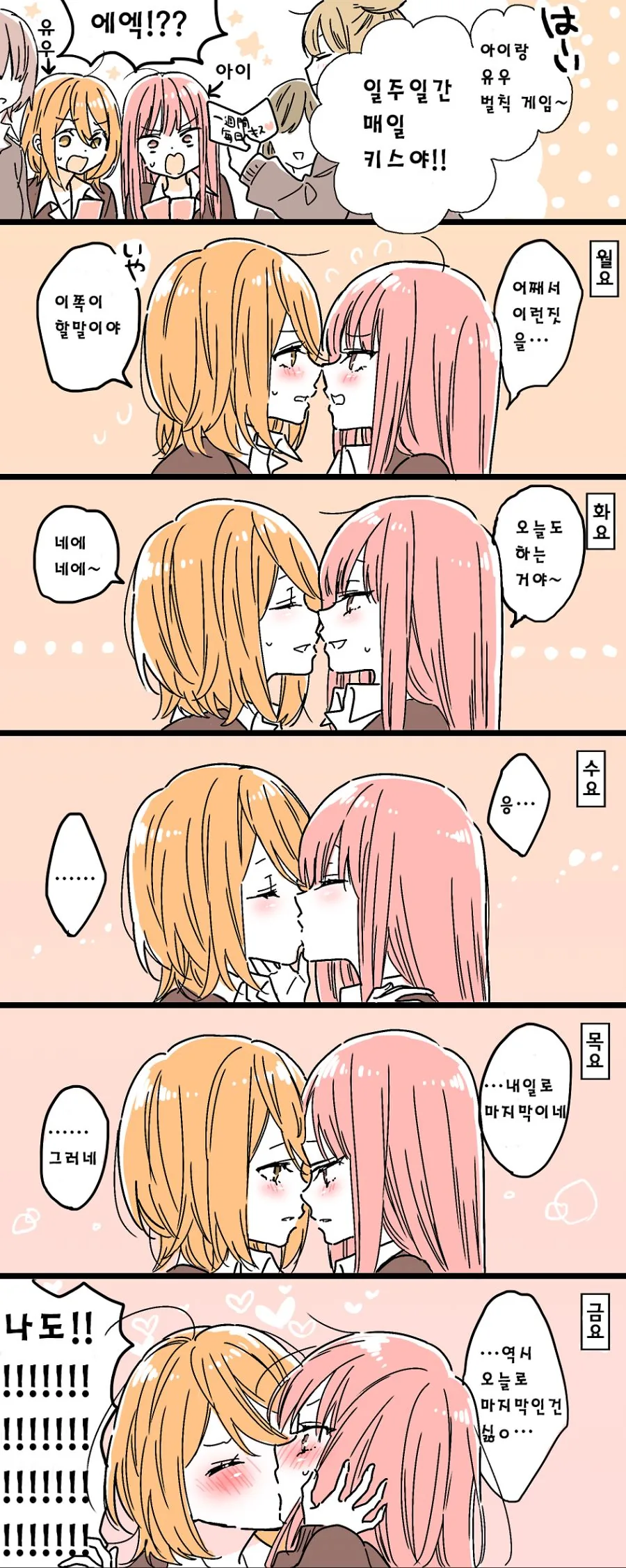 벌칙으로 일주일동안 매일 키스하는 manhwa