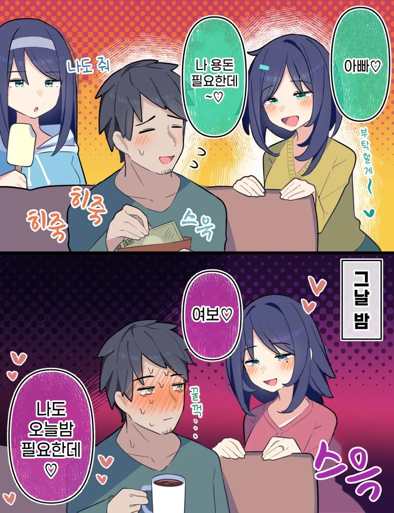 딸과 아내에게 착취당하는 아버지 만화