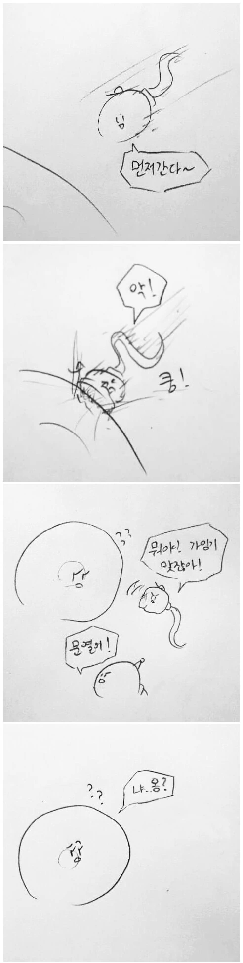 정자가 난자에 수정하려는 만화.manhwa
