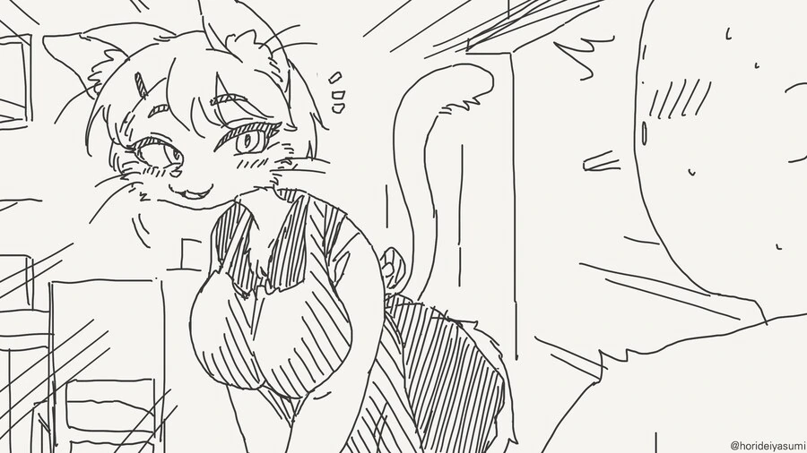 고양이 카페에서 고양이 만지는 만화 - 이미지 2