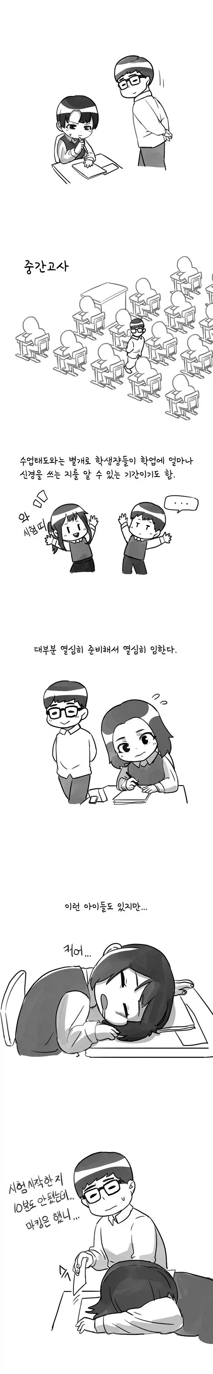 중간고사 치르는 여고생쟝들.manhwa