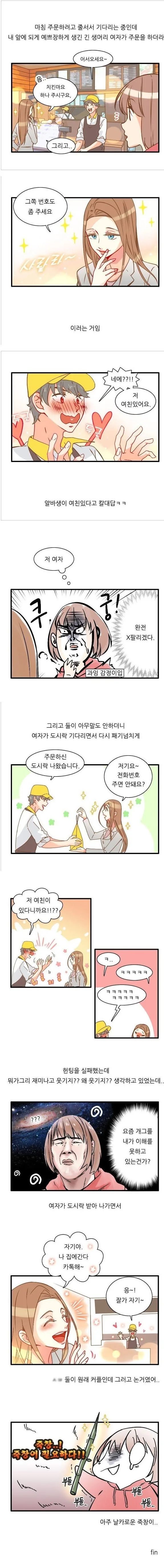 남자 알바생한테 번호 따려는 예쁜 여손님 만화.manwha