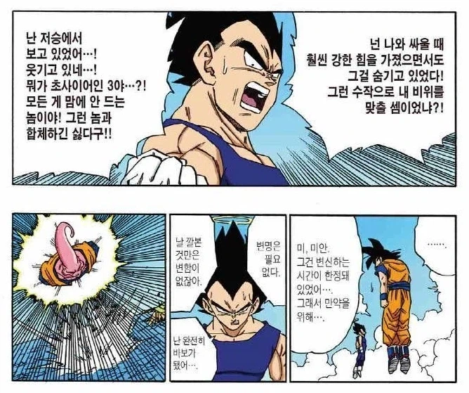 드래곤볼) 오공에게 분노를 쏟아내는 베황