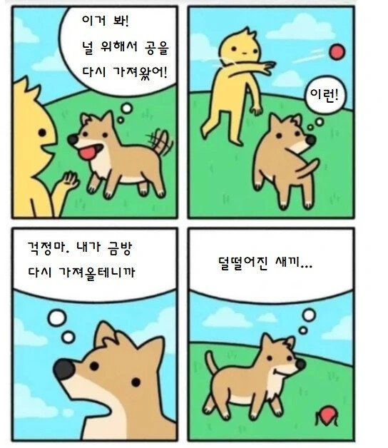 강아지랑 공던지기 놀이 할 때 공감.manga