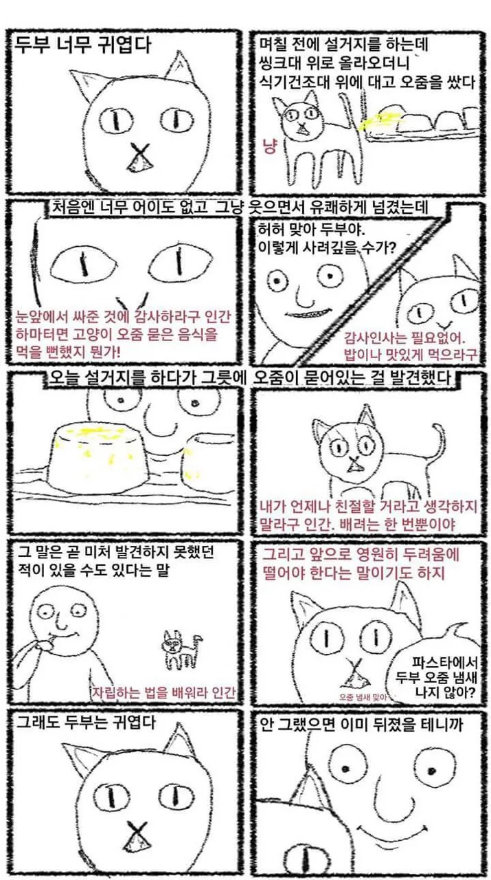 두부가 귀여운 만화
