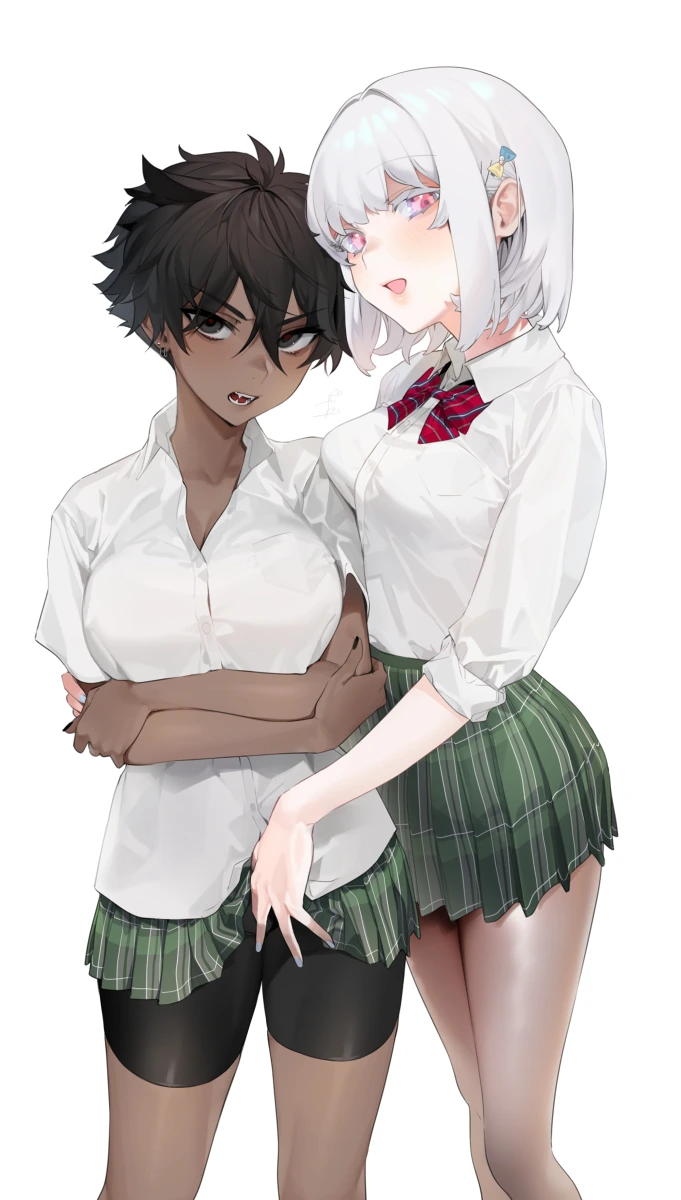 검은 여자아이랑 하얀 여자아이가 꽁냥대는 manga