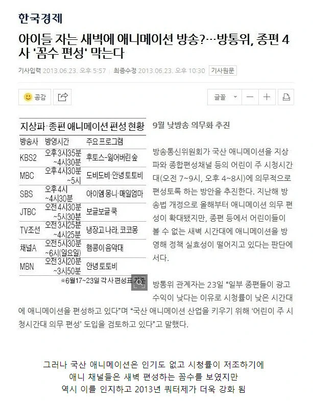 국산쿼터제 떄문에 애니채널 다망했다이게 좀 설레발인게 - 이미지 18